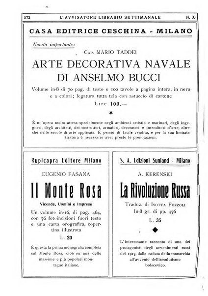 L'avvisatore librario settimanale bollettino bibliografico