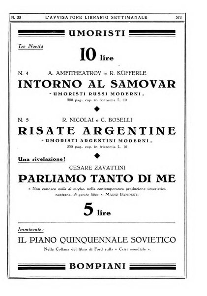 L'avvisatore librario settimanale bollettino bibliografico