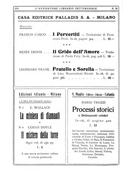 L'avvisatore librario settimanale bollettino bibliografico