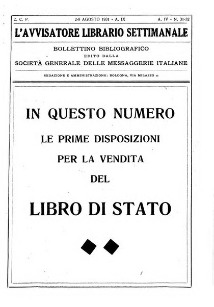 L'avvisatore librario settimanale bollettino bibliografico