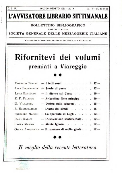 L'avvisatore librario settimanale bollettino bibliografico