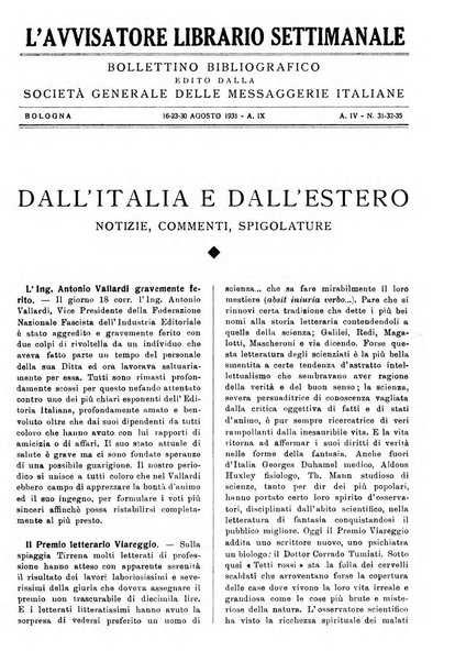 L'avvisatore librario settimanale bollettino bibliografico