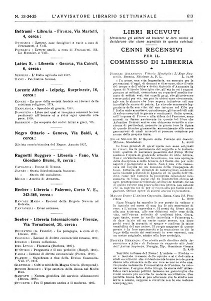 L'avvisatore librario settimanale bollettino bibliografico