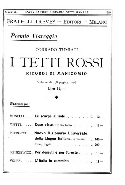 L'avvisatore librario settimanale bollettino bibliografico