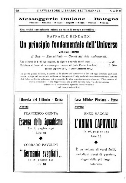 L'avvisatore librario settimanale bollettino bibliografico