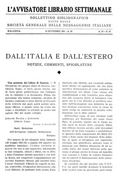 L'avvisatore librario settimanale bollettino bibliografico