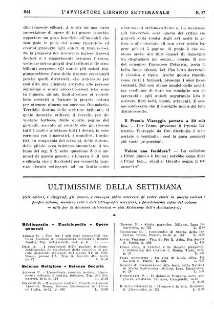 L'avvisatore librario settimanale bollettino bibliografico