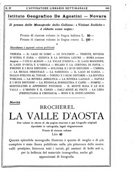 L'avvisatore librario settimanale bollettino bibliografico