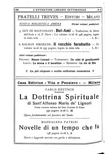 L'avvisatore librario settimanale bollettino bibliografico