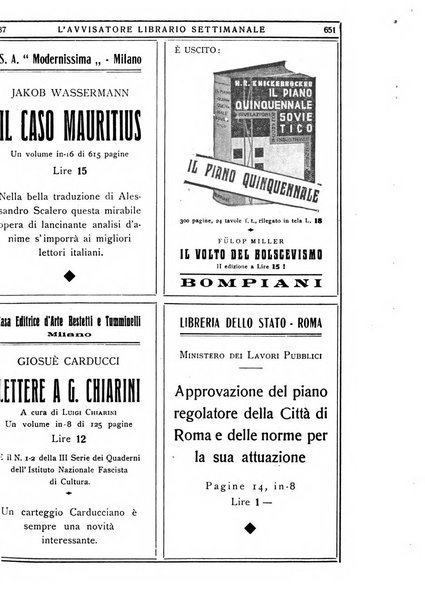 L'avvisatore librario settimanale bollettino bibliografico