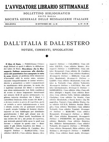 L'avvisatore librario settimanale bollettino bibliografico