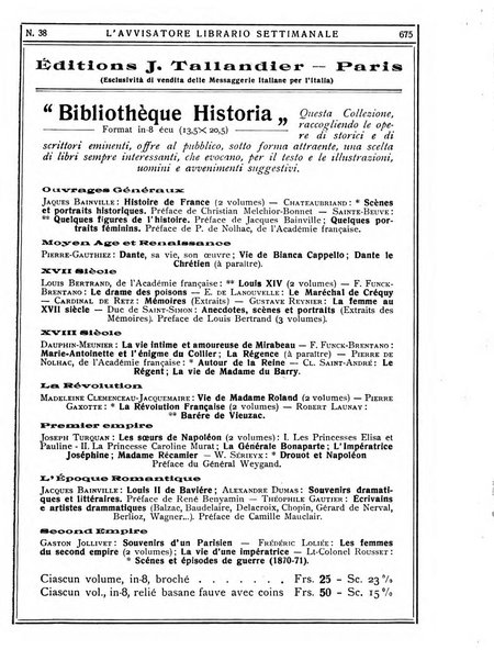 L'avvisatore librario settimanale bollettino bibliografico