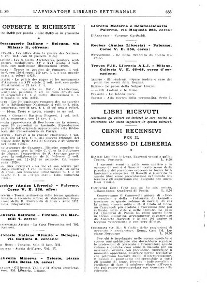 L'avvisatore librario settimanale bollettino bibliografico