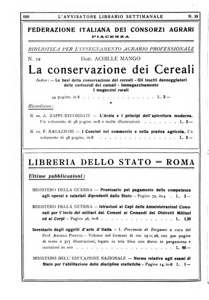 L'avvisatore librario settimanale bollettino bibliografico