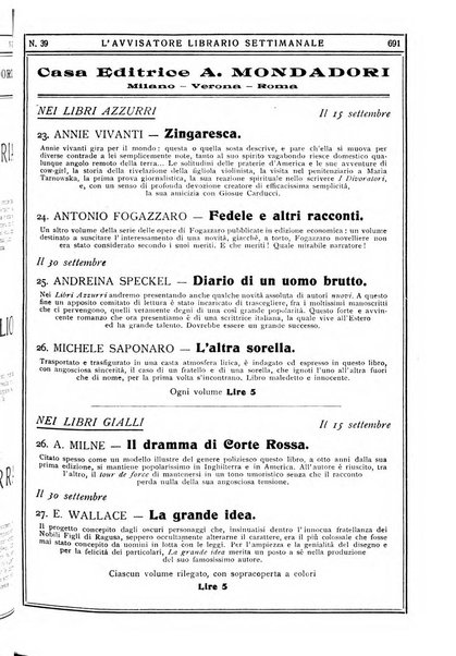 L'avvisatore librario settimanale bollettino bibliografico