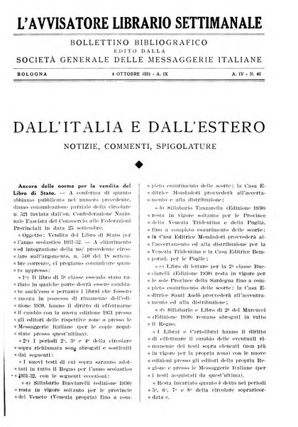 L'avvisatore librario settimanale bollettino bibliografico