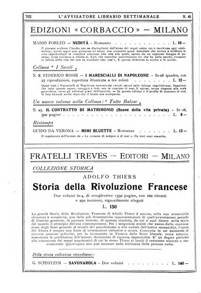 L'avvisatore librario settimanale bollettino bibliografico