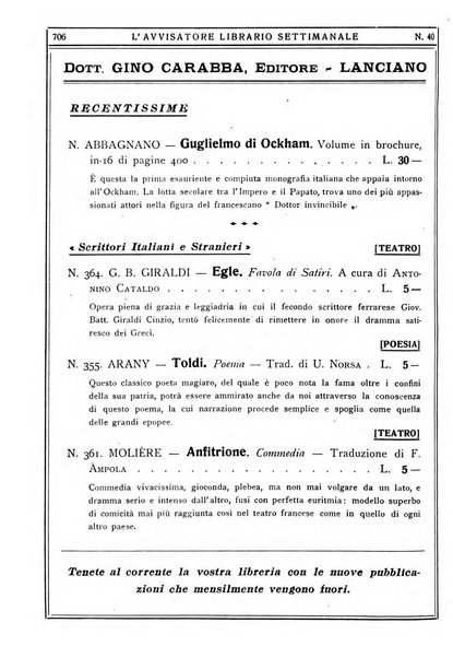 L'avvisatore librario settimanale bollettino bibliografico