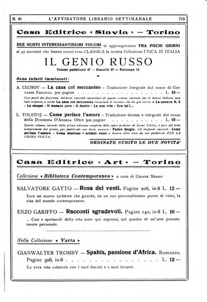 L'avvisatore librario settimanale bollettino bibliografico