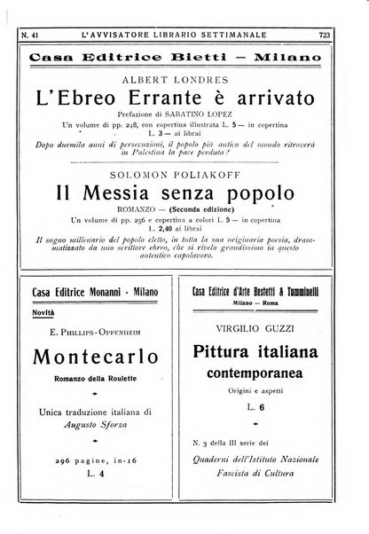 L'avvisatore librario settimanale bollettino bibliografico