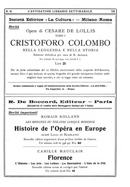 L'avvisatore librario settimanale bollettino bibliografico