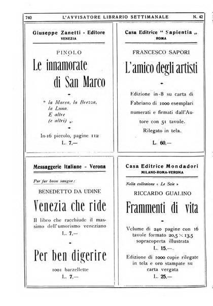 L'avvisatore librario settimanale bollettino bibliografico