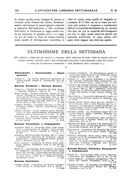 L'avvisatore librario settimanale bollettino bibliografico