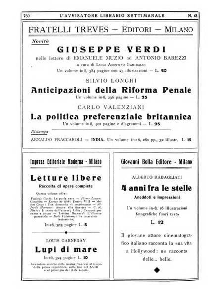 L'avvisatore librario settimanale bollettino bibliografico