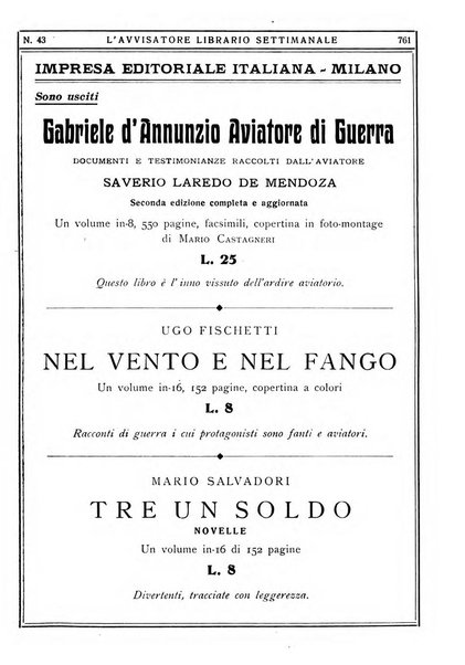 L'avvisatore librario settimanale bollettino bibliografico