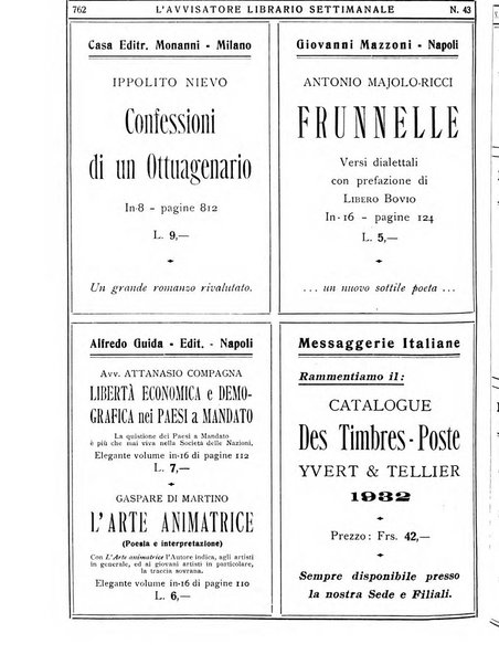 L'avvisatore librario settimanale bollettino bibliografico