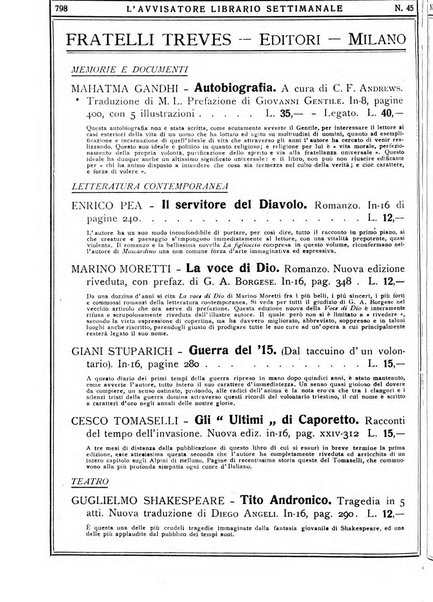 L'avvisatore librario settimanale bollettino bibliografico