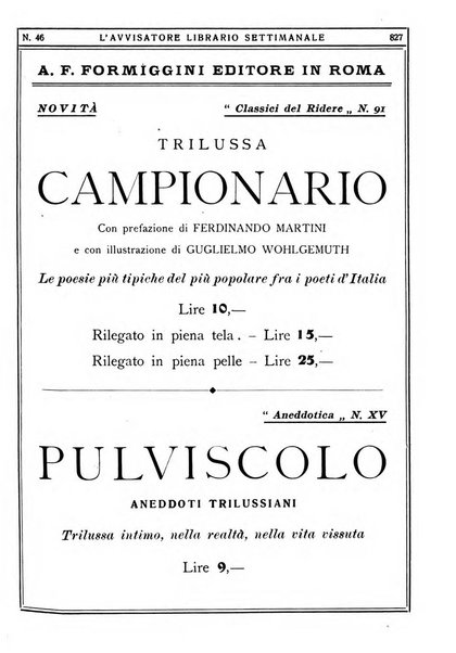 L'avvisatore librario settimanale bollettino bibliografico