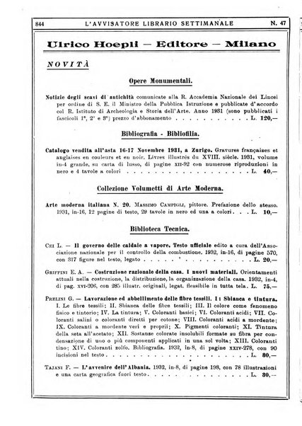 L'avvisatore librario settimanale bollettino bibliografico