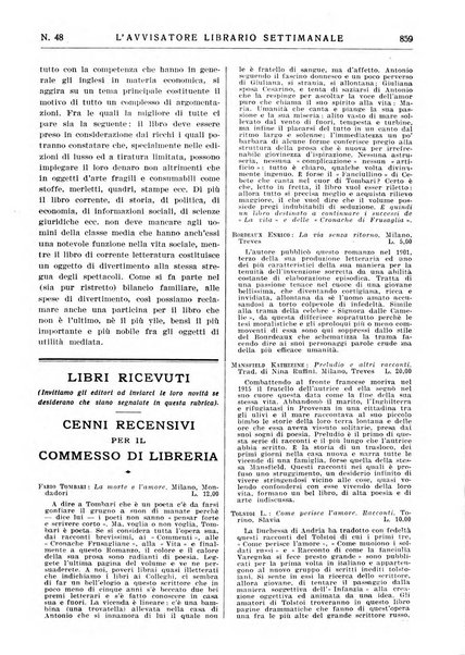 L'avvisatore librario settimanale bollettino bibliografico