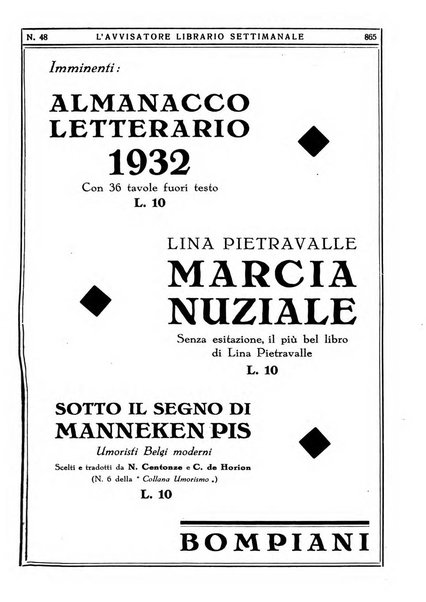 L'avvisatore librario settimanale bollettino bibliografico