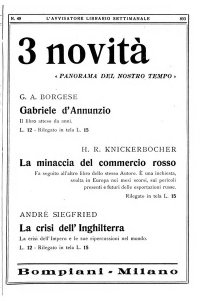 L'avvisatore librario settimanale bollettino bibliografico