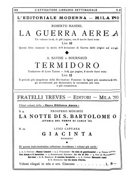 L'avvisatore librario settimanale bollettino bibliografico