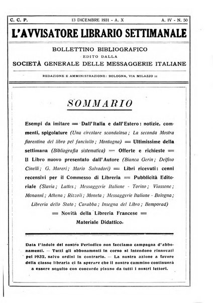 L'avvisatore librario settimanale bollettino bibliografico