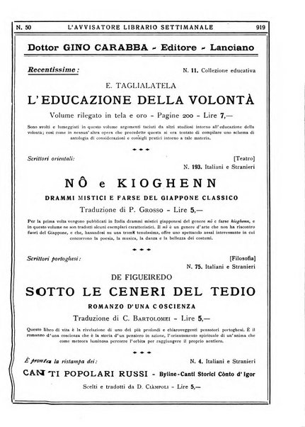 L'avvisatore librario settimanale bollettino bibliografico