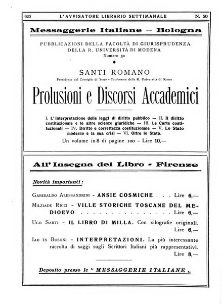 L'avvisatore librario settimanale bollettino bibliografico