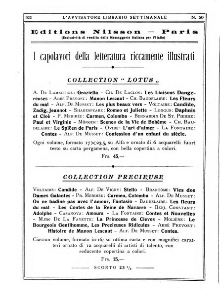 L'avvisatore librario settimanale bollettino bibliografico