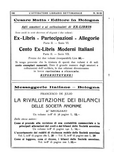 L'avvisatore librario settimanale bollettino bibliografico