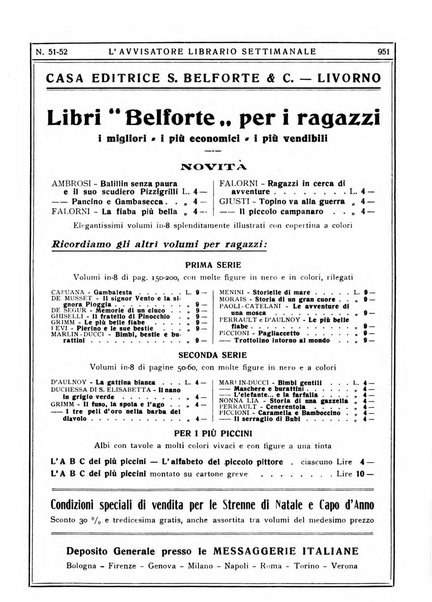 L'avvisatore librario settimanale bollettino bibliografico