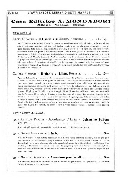 L'avvisatore librario settimanale bollettino bibliografico