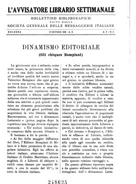 L'avvisatore librario settimanale bollettino bibliografico