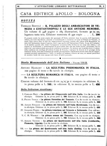 L'avvisatore librario settimanale bollettino bibliografico