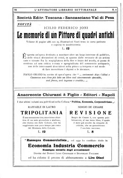 L'avvisatore librario settimanale bollettino bibliografico