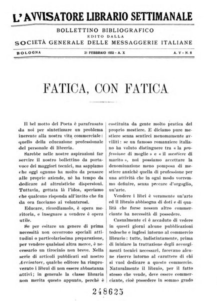 L'avvisatore librario settimanale bollettino bibliografico