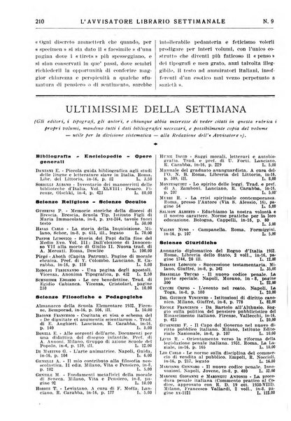 L'avvisatore librario settimanale bollettino bibliografico