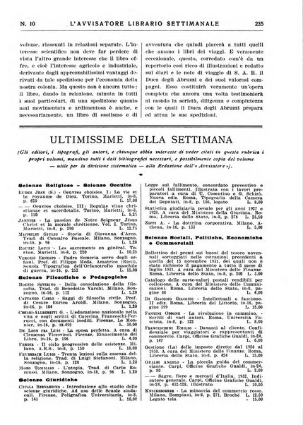 L'avvisatore librario settimanale bollettino bibliografico